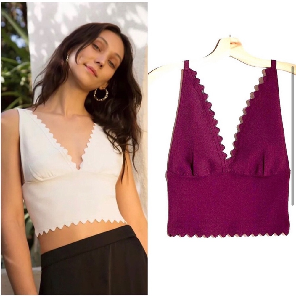 Free People In Bloom Scalloped Edge Brami Top Size Large